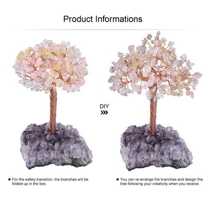 Giftoluck Natural Amethyst Flower Irregular Base Feng Shui Tree
