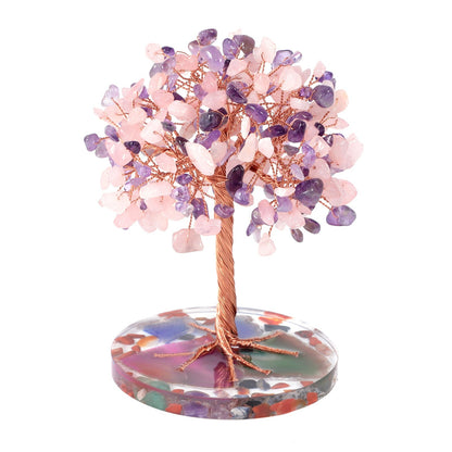 Giftoluck Round Agate Piece Base Healing Crystal Feng Shui Tree