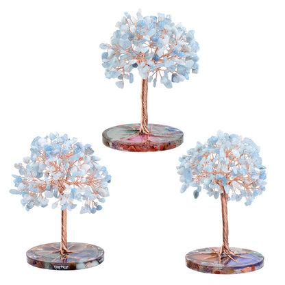Giftoluck Round Agate Piece Base Healing Crystal Feng Shui Tree