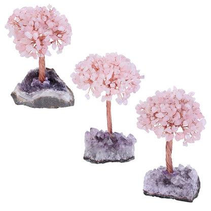 Giftoluck Tree Of Life Rose Quartz With Amethyst Base Feng Shui Tree