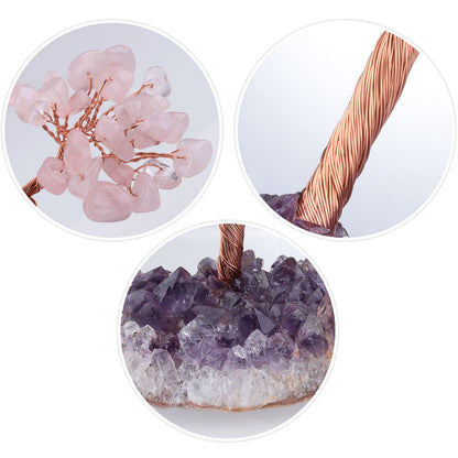 Giftoluck Tree Of Life Rose Quartz With Amethyst Base Feng Shui Tree