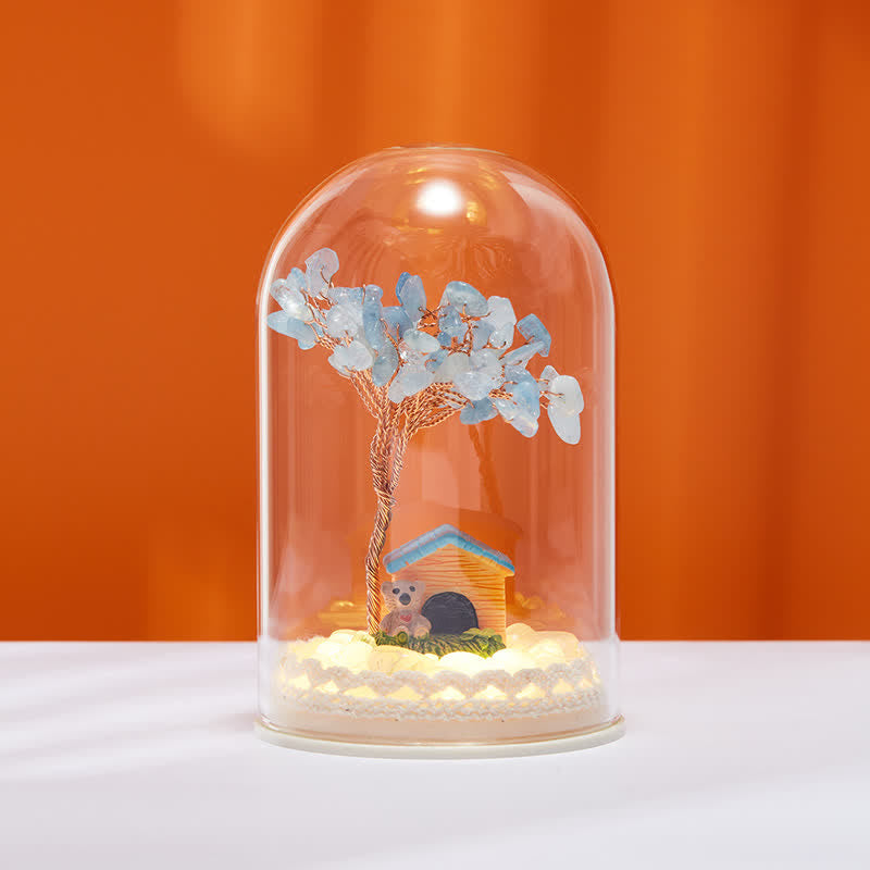 Giftoluck Natural Crystal Glass Cover Feng Shui Tree Decoration