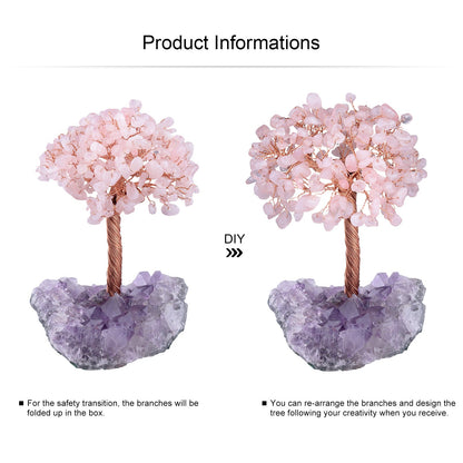 Giftoluck Tree Of Life Rose Quartz With Amethyst Base Feng Shui Tree