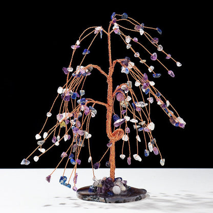 Giftoluck Natural Colorful Crystal Gravel Feng Shui Tree