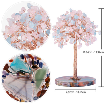 Giftoluck Round Agate Piece Base Healing Crystal Feng Shui Tree