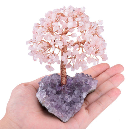 Giftoluck Natural Amethyst Flower Irregular Base Feng Shui Tree