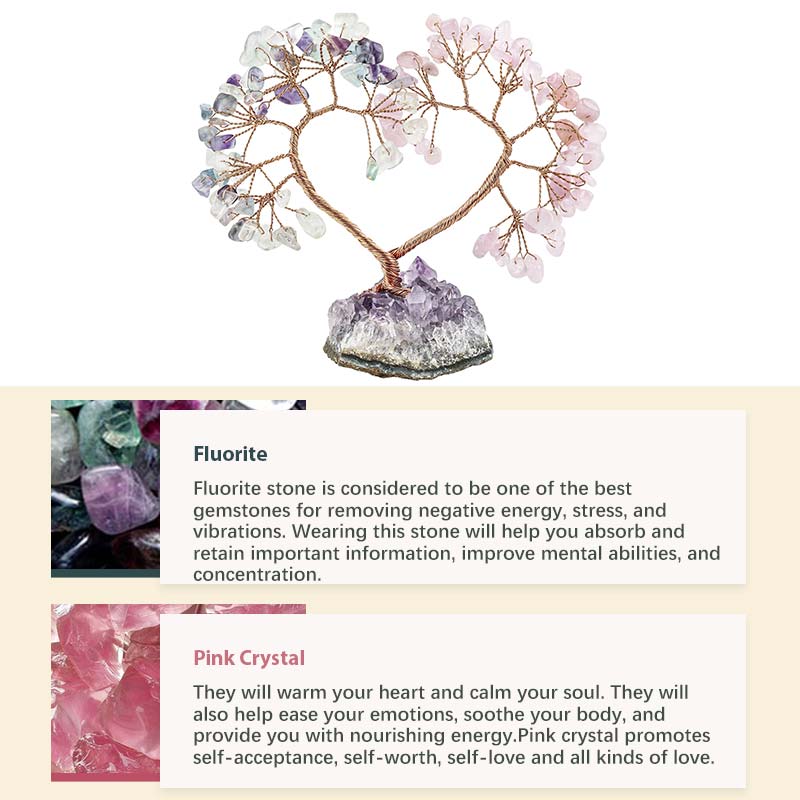 GiftoLuck Natural Crystal Stone Love Feng Shui Tree