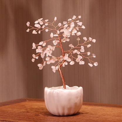 Giftoluck Crystal Gravel Ceramic Pot Base Feng Shui Tree