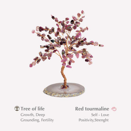 Giftoluck Lavish Blessings Red Tourmaline Feng Shui Tree