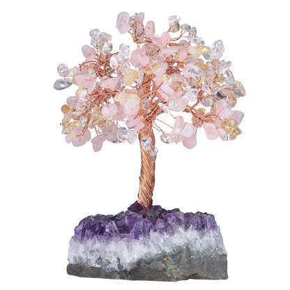 Giftoluck Natural Amethyst Flower Irregular Base Feng Shui Tree
