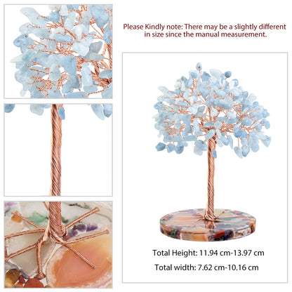 Giftoluck Round Agate Piece Base Healing Crystal Feng Shui Tree