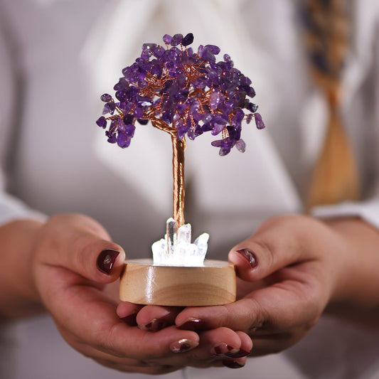 Giftoluck Amethyst Crystal Feng Shui Tree Lamp