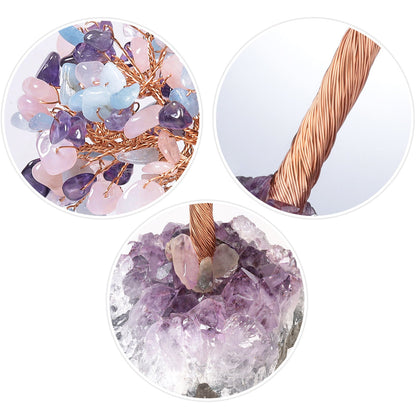 Giftoluck Natural Amethyst Flower Irregular Base Feng Shui Tree