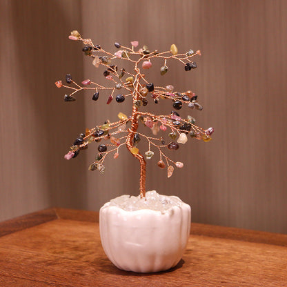 Giftoluck Crystal Gravel Ceramic Pot Base Feng Shui Tree