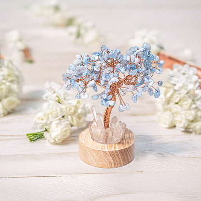 Giftoluck Aquamarine Crystal Feng Shui Tree Lamp