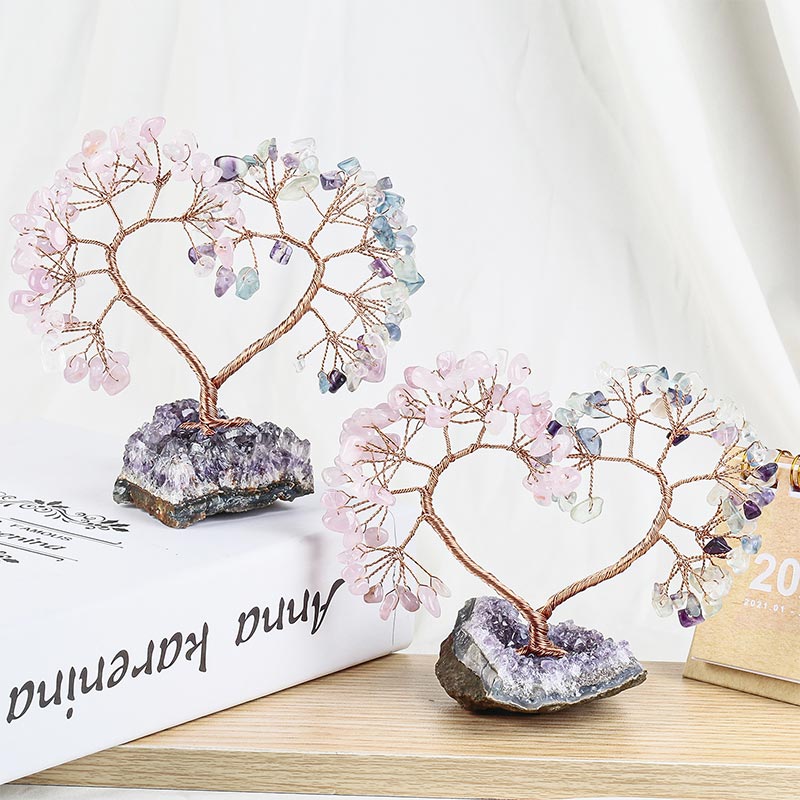 GiftoLuck Natural Crystal Stone Love Feng Shui Tree