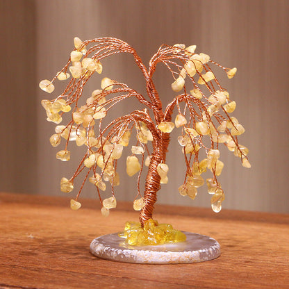 Giftoluck Citrine Gravel Weeping Willow Feng Shui Tree