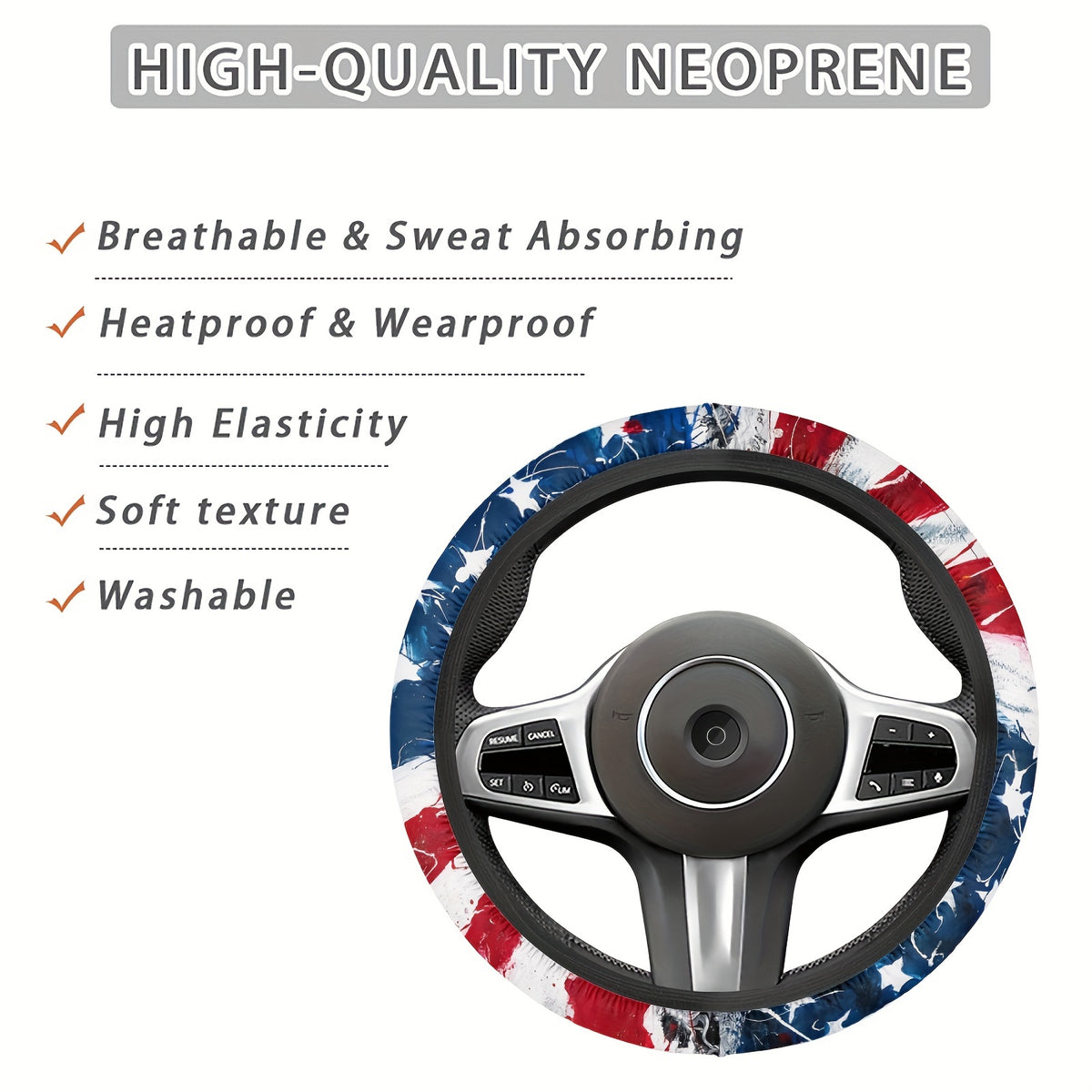 Patriotic American Flag Steering Wheel Cover