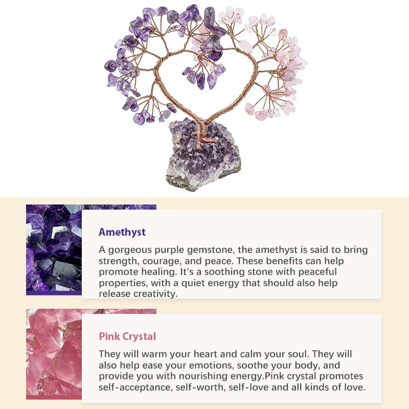 GiftoLuck Natural Crystal Stone Love Feng Shui Tree