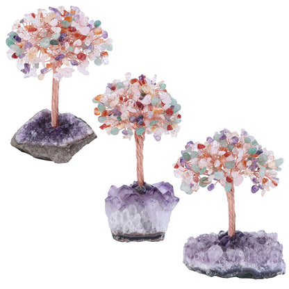 Giftoluck Natural Amethyst Flower Irregular Base Feng Shui Tree