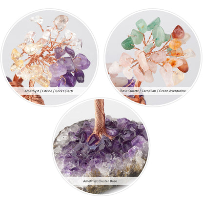 Giftoluck Natural Amethyst Flower Irregular Base Feng Shui Tree