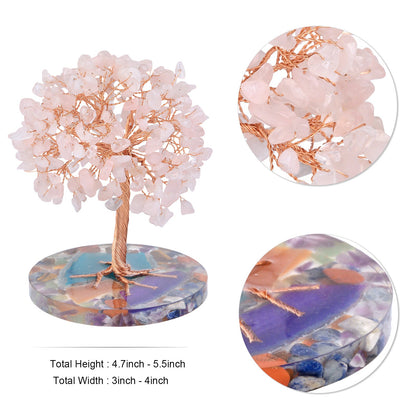 Giftoluck Round Agate Piece Base Healing Crystal Feng Shui Tree