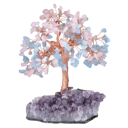 Giftoluck Natural Amethyst Flower Irregular Base Feng Shui Tree