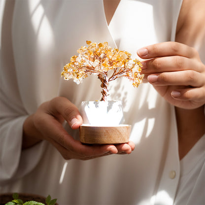 Giftoluck Citrine Crystal Feng Shui Tree Lamp