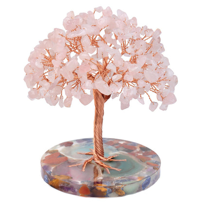 Giftoluck Round Agate Piece Base Healing Crystal Feng Shui Tree