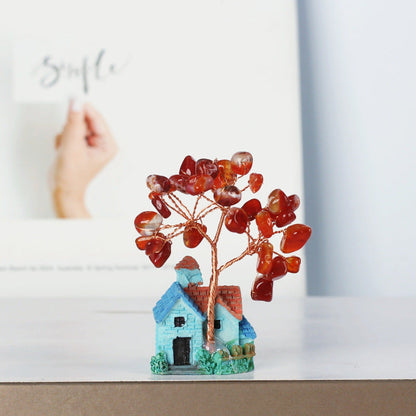 Giftoluck Mini Blue Castle Crystal Gravel Ornaments Feng Shui Tree
