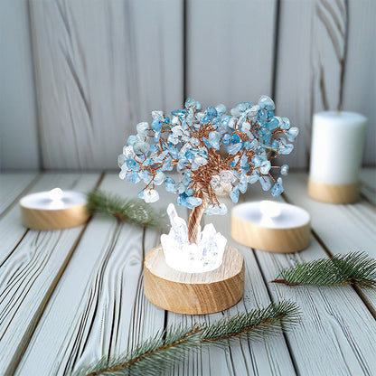 Giftoluck Aquamarine Crystal Feng Shui Tree Lamp