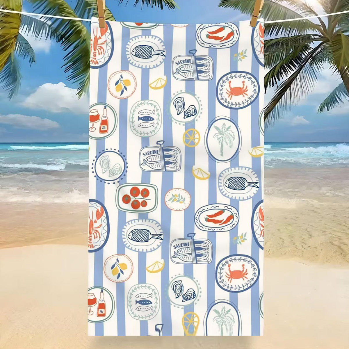 GiftoLuck Tropical Coconut Tree Beach Towel Quick Dry Summer Vacation Travel Bath Towel