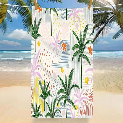 GiftoLuck Tropical Coconut Tree Beach Towel Quick Dry Summer Vacation Travel Bath Towel