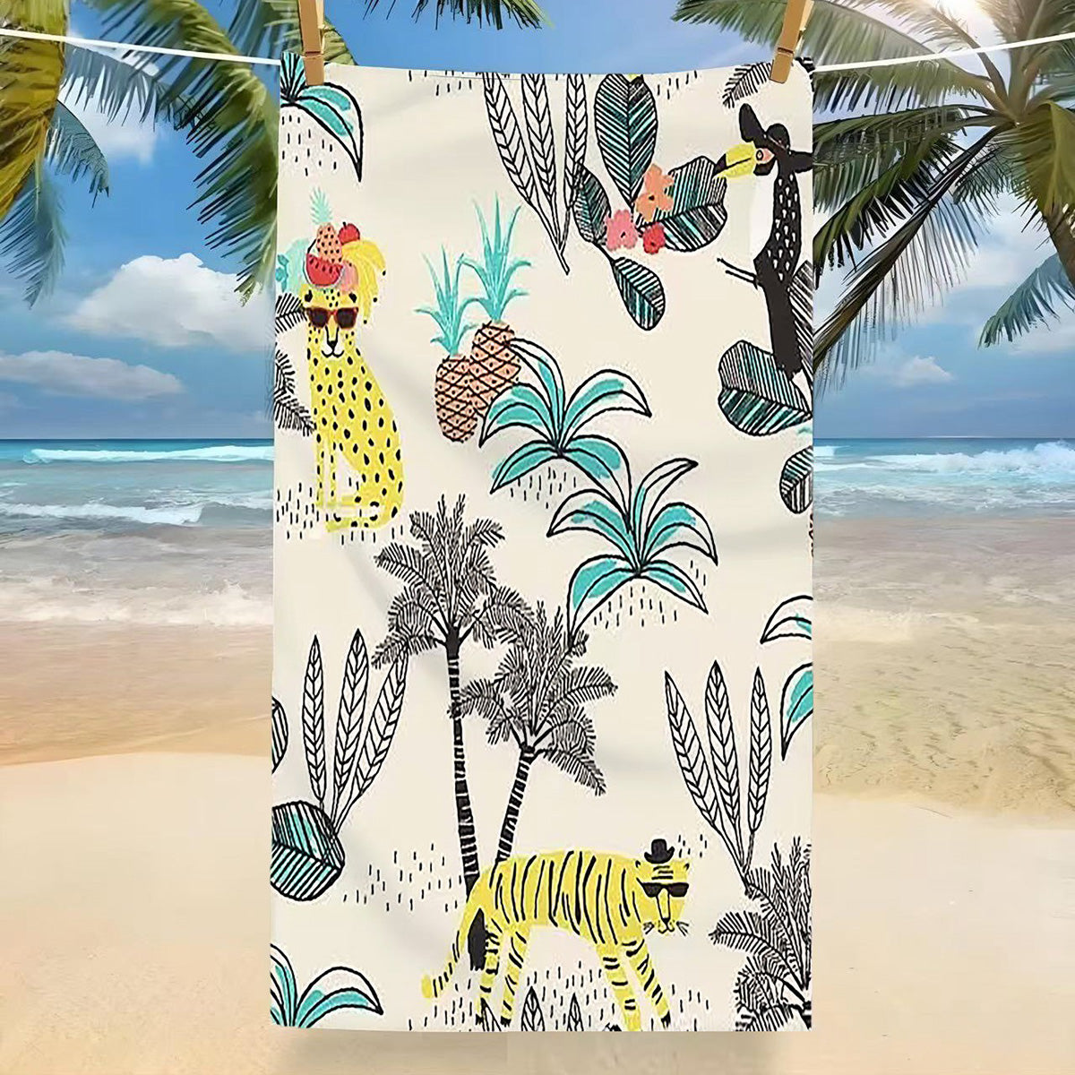 GiftoLuck Tropical Coconut Tree Beach Towel Quick Dry Summer Vacation Travel Bath Towel