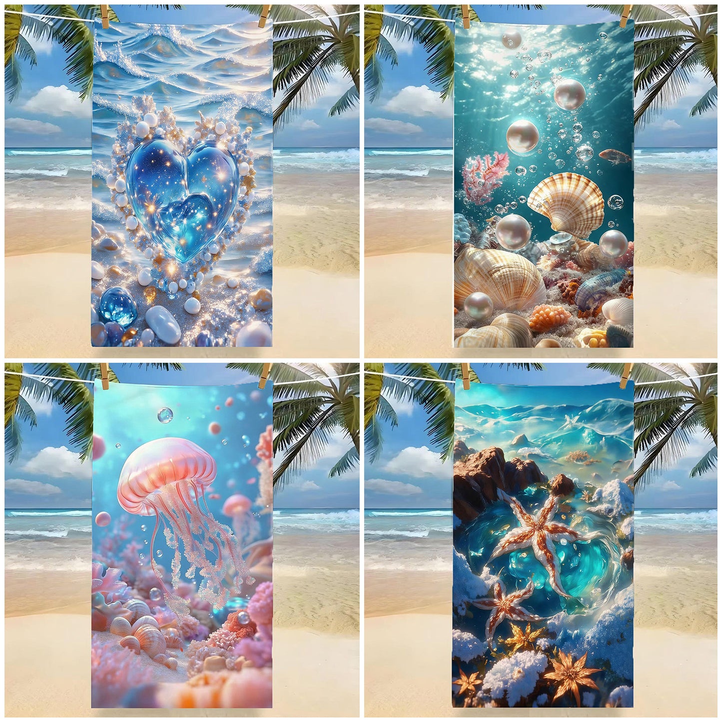 GiftoLuck Tropical Coconut Tree Beach Towel Quick Dry Summer Vacation Travel Bath Towel