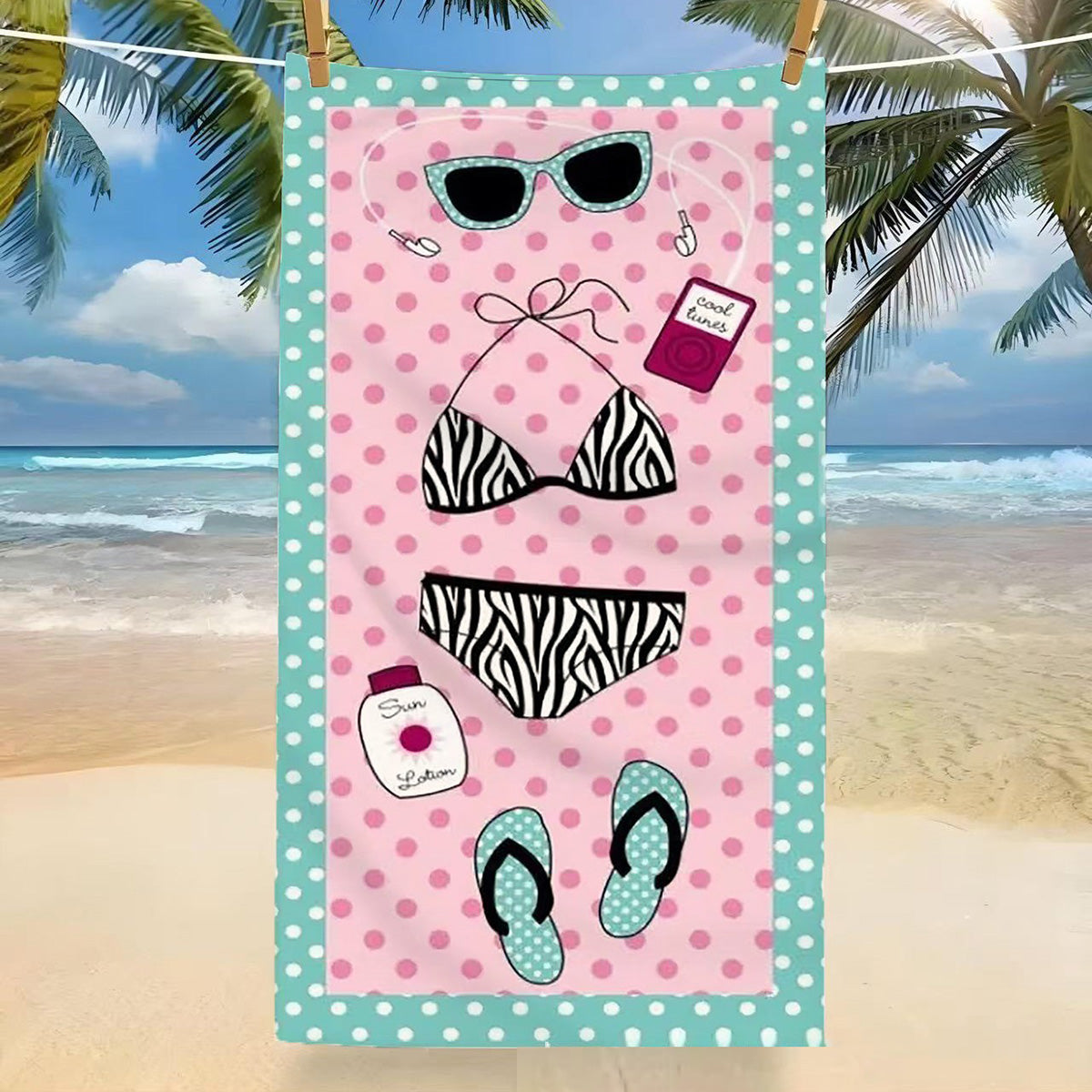 GiftoLuck Tropical Coconut Tree Beach Towel Quick Dry Summer Vacation Travel Bath Towel