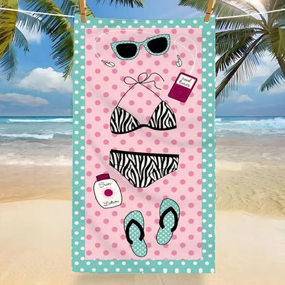 GiftoLuck Tropical Coconut Tree Beach Towel Quick Dry Summer Vacation Travel Bath Towel