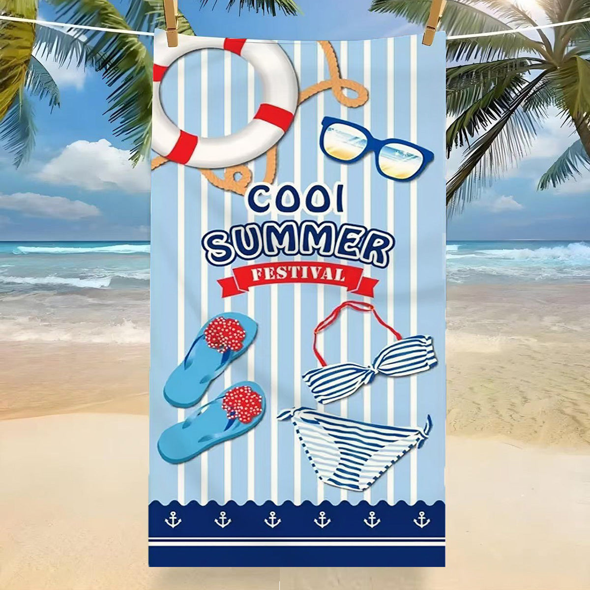 GiftoLuck Tropical Coconut Tree Beach Towel Quick Dry Summer Vacation Travel Bath Towel