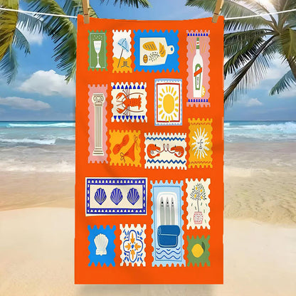 GiftoLuck Tropical Coconut Tree Beach Towel Quick Dry Summer Vacation Travel Bath Towel