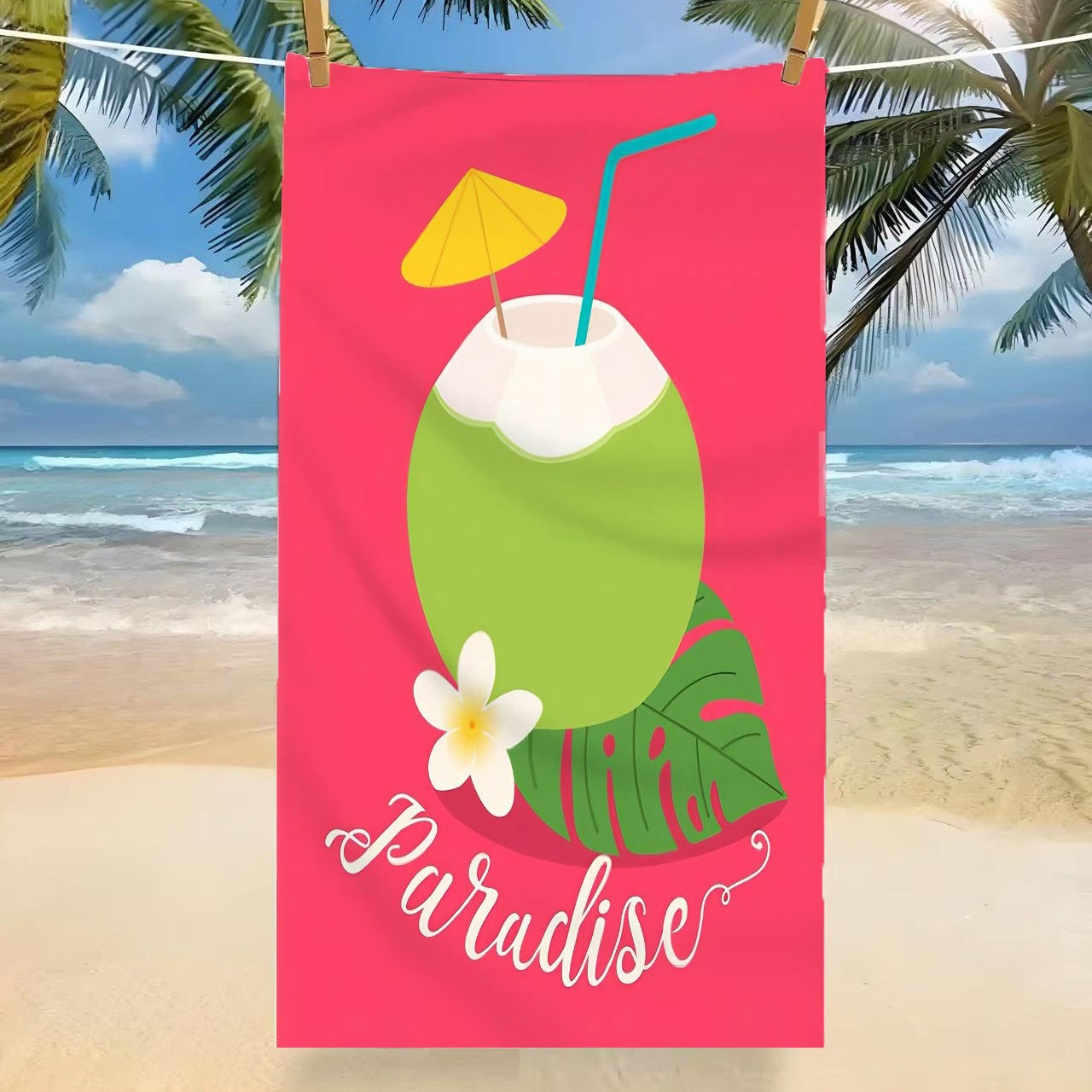 GiftoLuck Tropical Coconut Tree Beach Towel Quick Dry Summer Vacation Travel Bath Towel