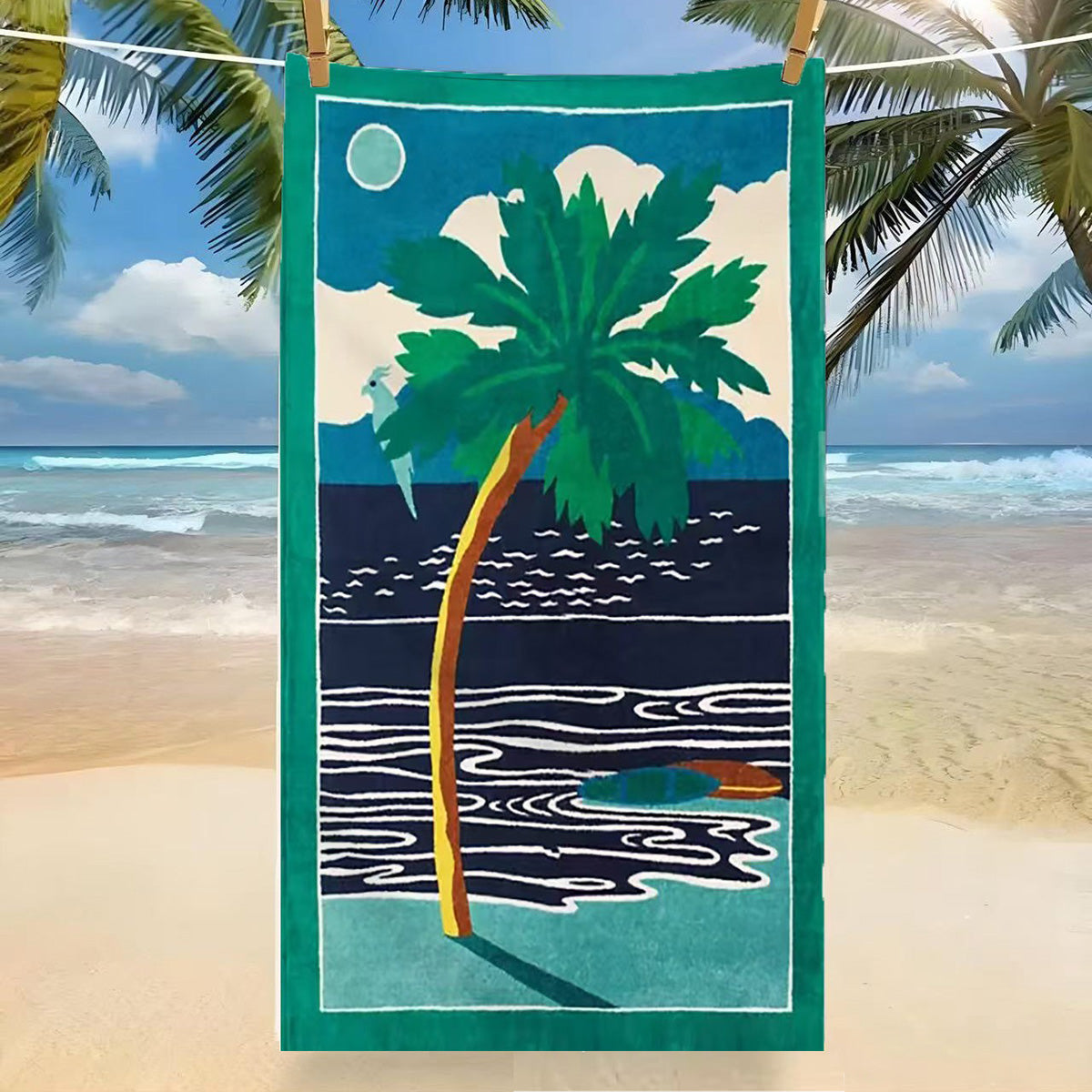 GiftoLuck Tropical Coconut Tree Beach Towel Quick Dry Summer Vacation Travel Bath Towel