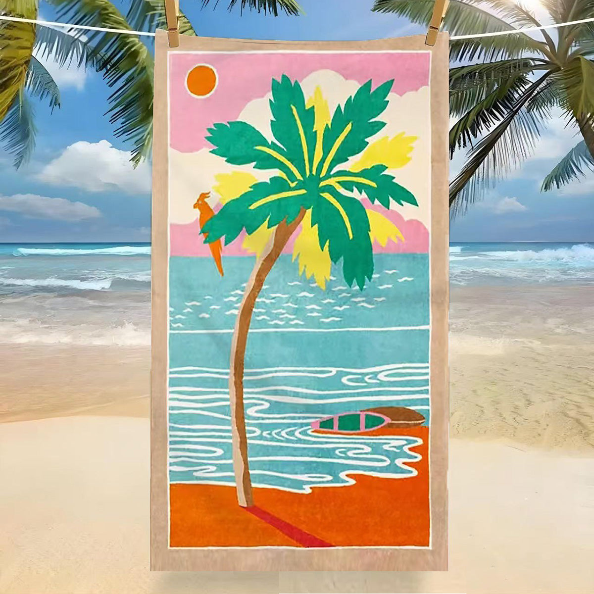 GiftoLuck Tropical Coconut Tree Beach Towel Quick Dry Summer Vacation Travel Bath Towel