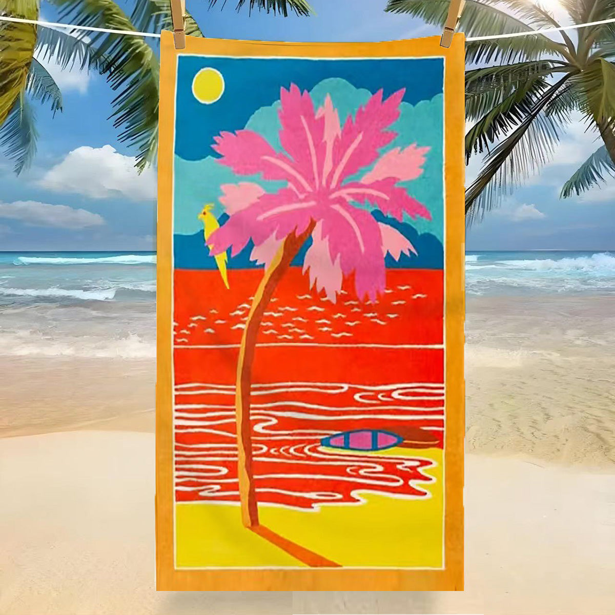 GiftoLuck Tropical Coconut Tree Beach Towel Quick Dry Summer Vacation Travel Bath Towel