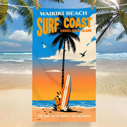 GiftoLuck Tropical Coconut Tree Beach Towel Quick Dry Summer Vacation Travel Bath Towel