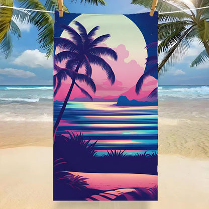 GiftoLuck Tropical Coconut Tree Beach Towel Quick Dry Summer Vacation Travel Bath Towel