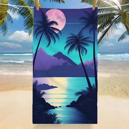 GiftoLuck Tropical Coconut Tree Beach Towel Quick Dry Summer Vacation Travel Bath Towel