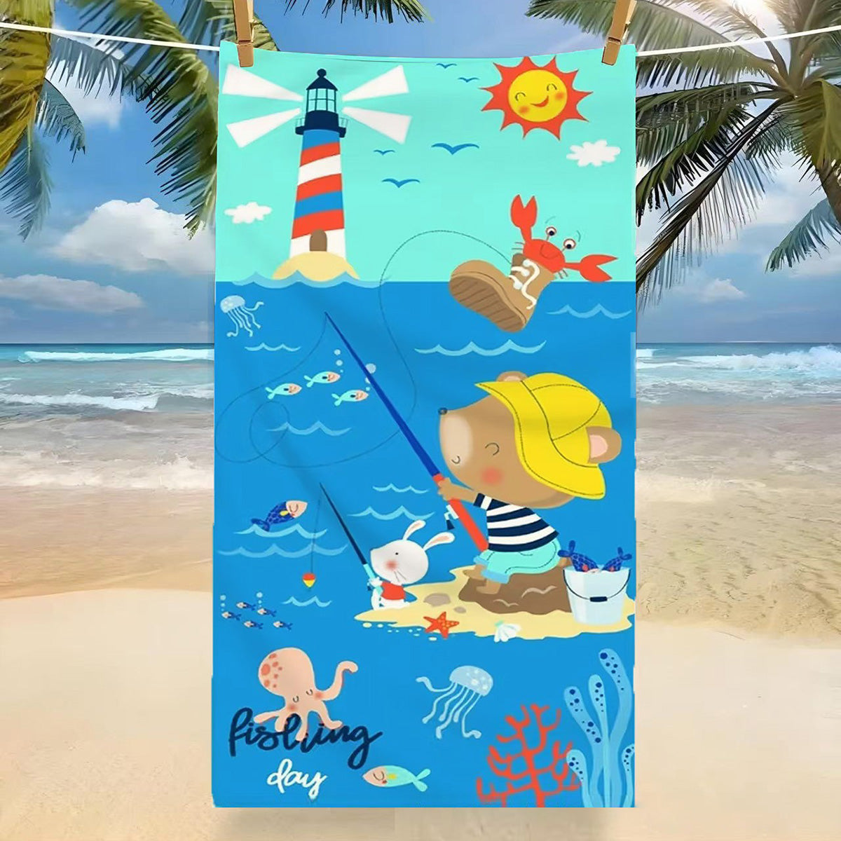 GiftoLuck Tropical Coconut Tree Beach Towel Quick Dry Summer Vacation Travel Bath Towel