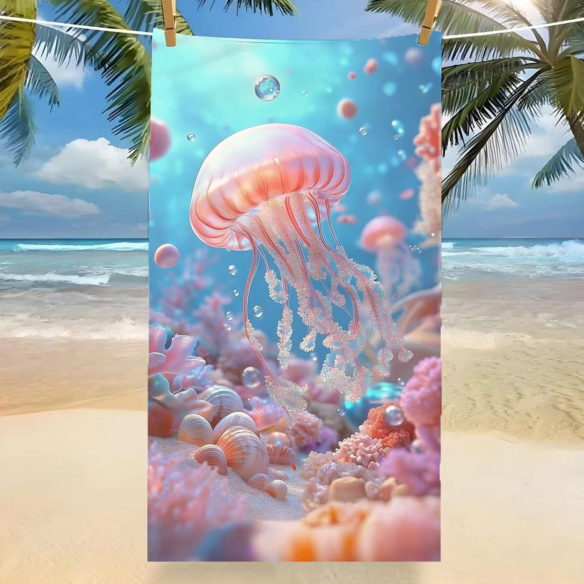 GiftoLuck Tropical Coconut Tree Beach Towel Quick Dry Summer Vacation Travel Bath Towel