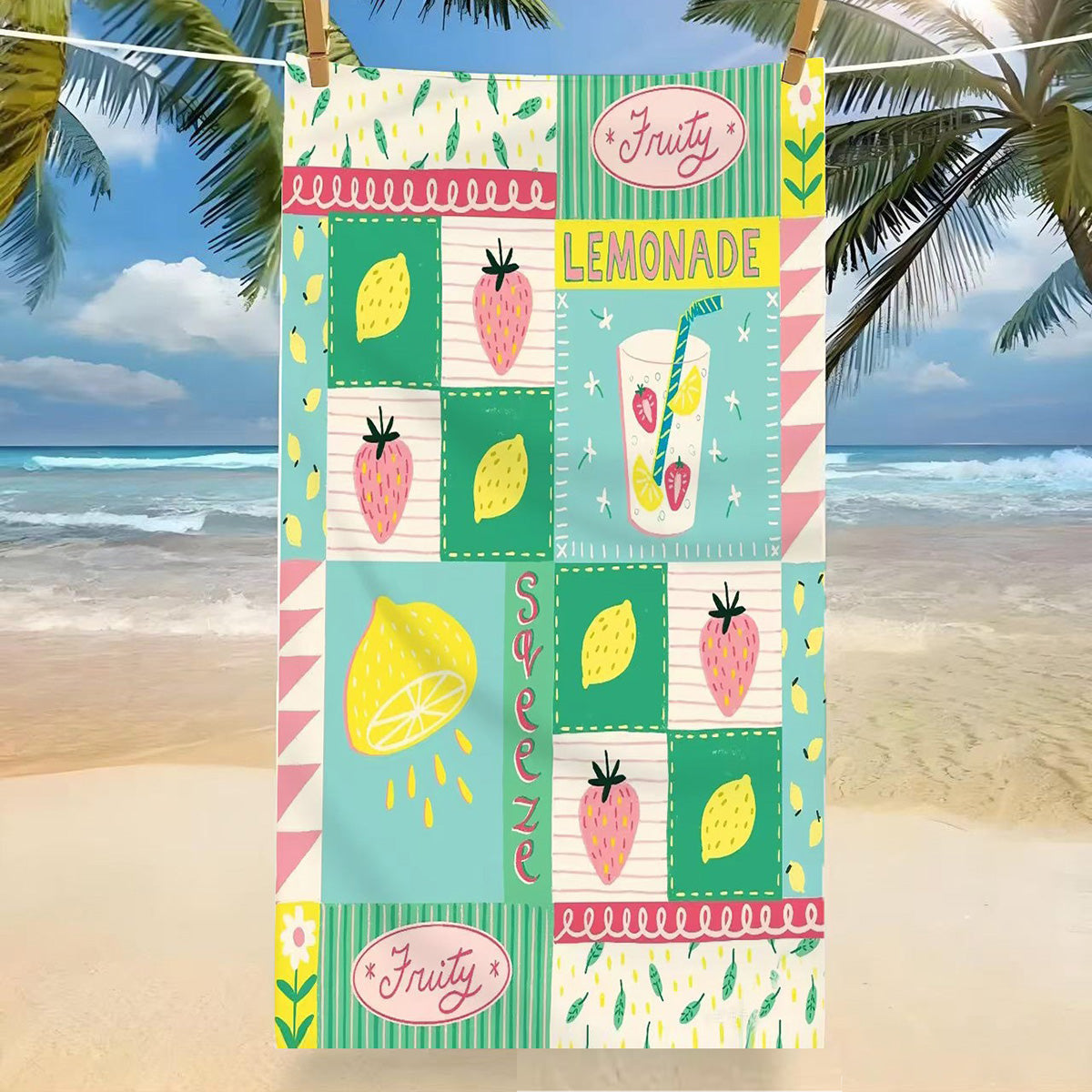 GiftoLuck Tropical Coconut Tree Beach Towel Quick Dry Summer Vacation Travel Bath Towel