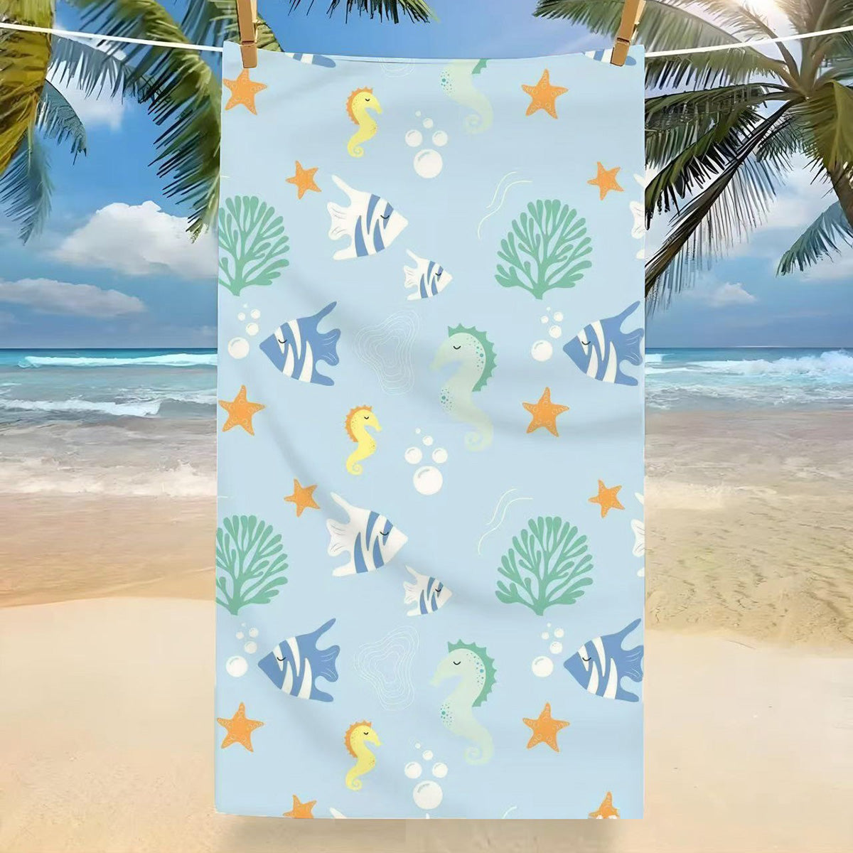 GiftoLuck Tropical Coconut Tree Beach Towel Quick Dry Summer Vacation Travel Bath Towel